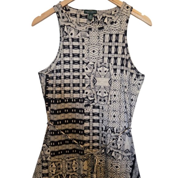 🖤LRL Lauren Jeans Co. Ralph Lauren Tribal Print Fit & Flare Dress Size M Y2K - Picture 2 of 5